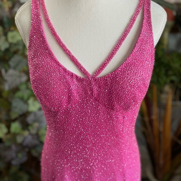 Pink Scala Beaded Sheath Gown Size Large Mermaidcore Holiday Glamcore Balletcore - Picture 7 of 16